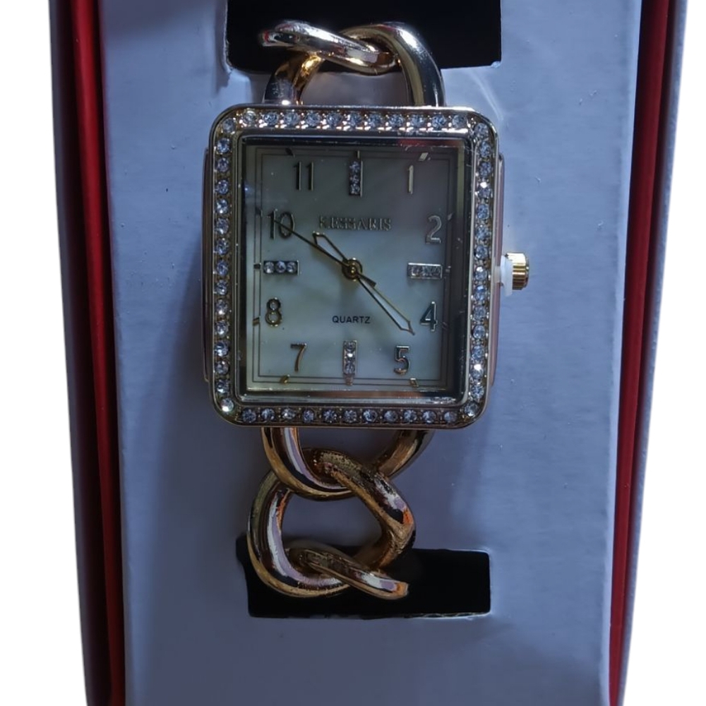 Kessaris Gold Tone Women's Watch with Crystal Accents